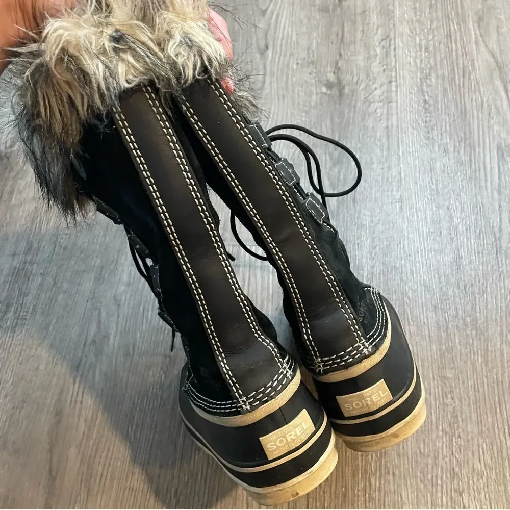 SOREL Joan of Arctic Quarry Black Waterproof Suede Winter Snow Boots